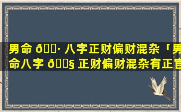 男命 🌷 八字正财偏财混杂「男命八字 🐧 正财偏财混杂有正官可以制约吗」